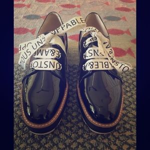 NWT Zara patent black leather loafers